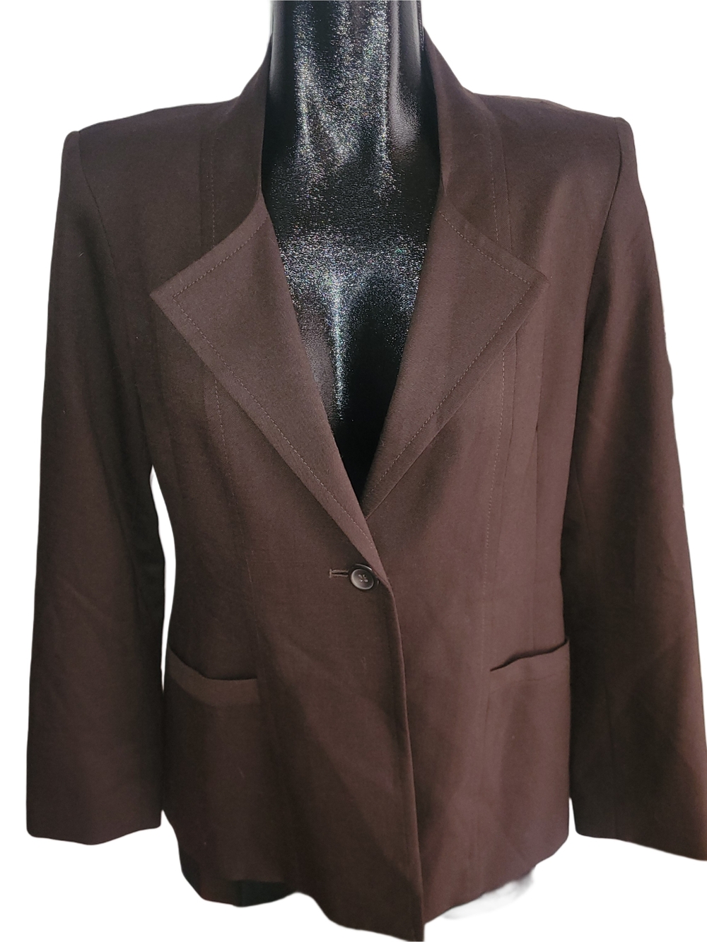 Pendleton Vintage Brown Wool Women's Tailored Single-Button Blazer Jacket Size 8
